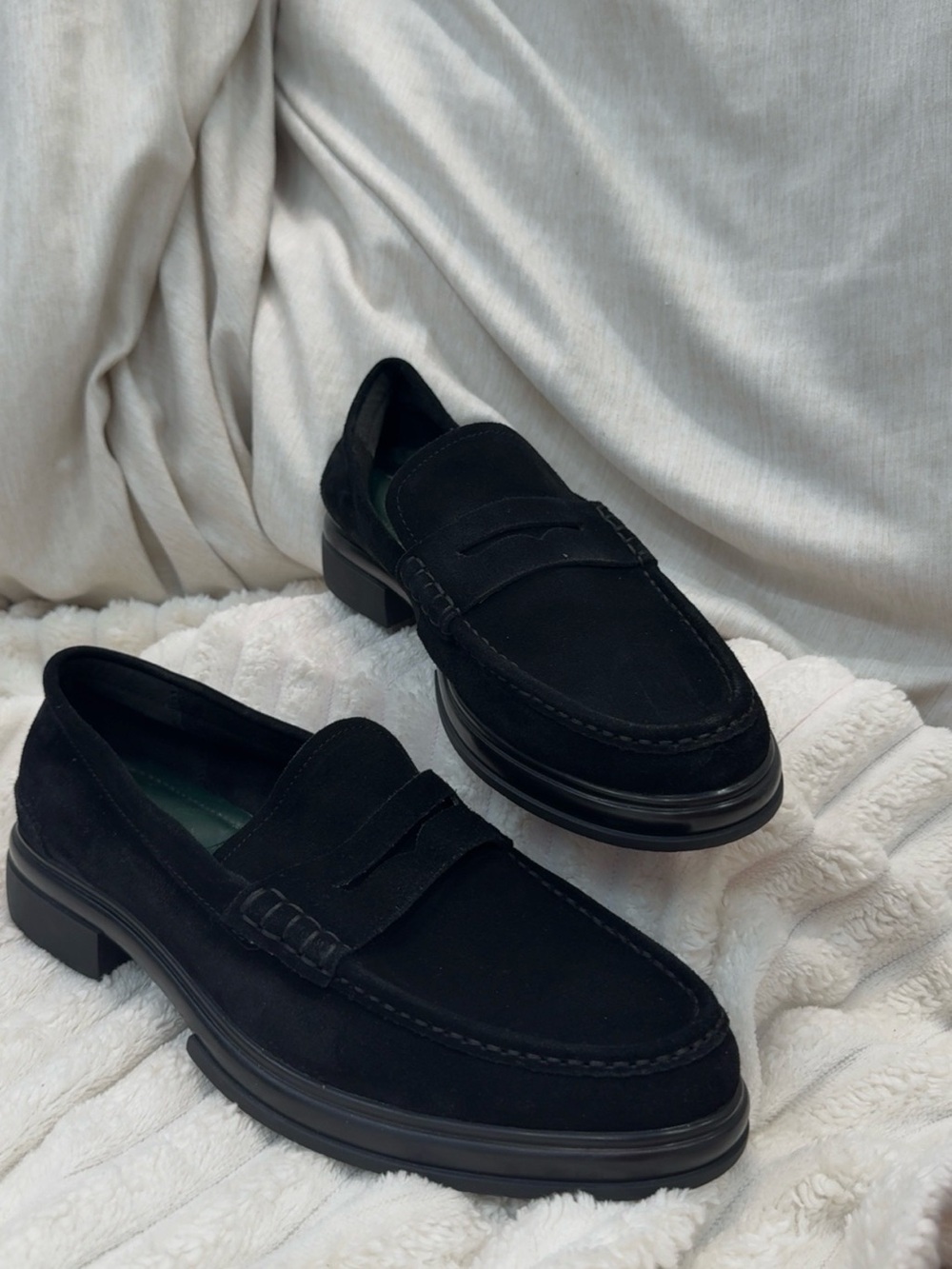 Aldo Black Suede Penny Loafers for Men
